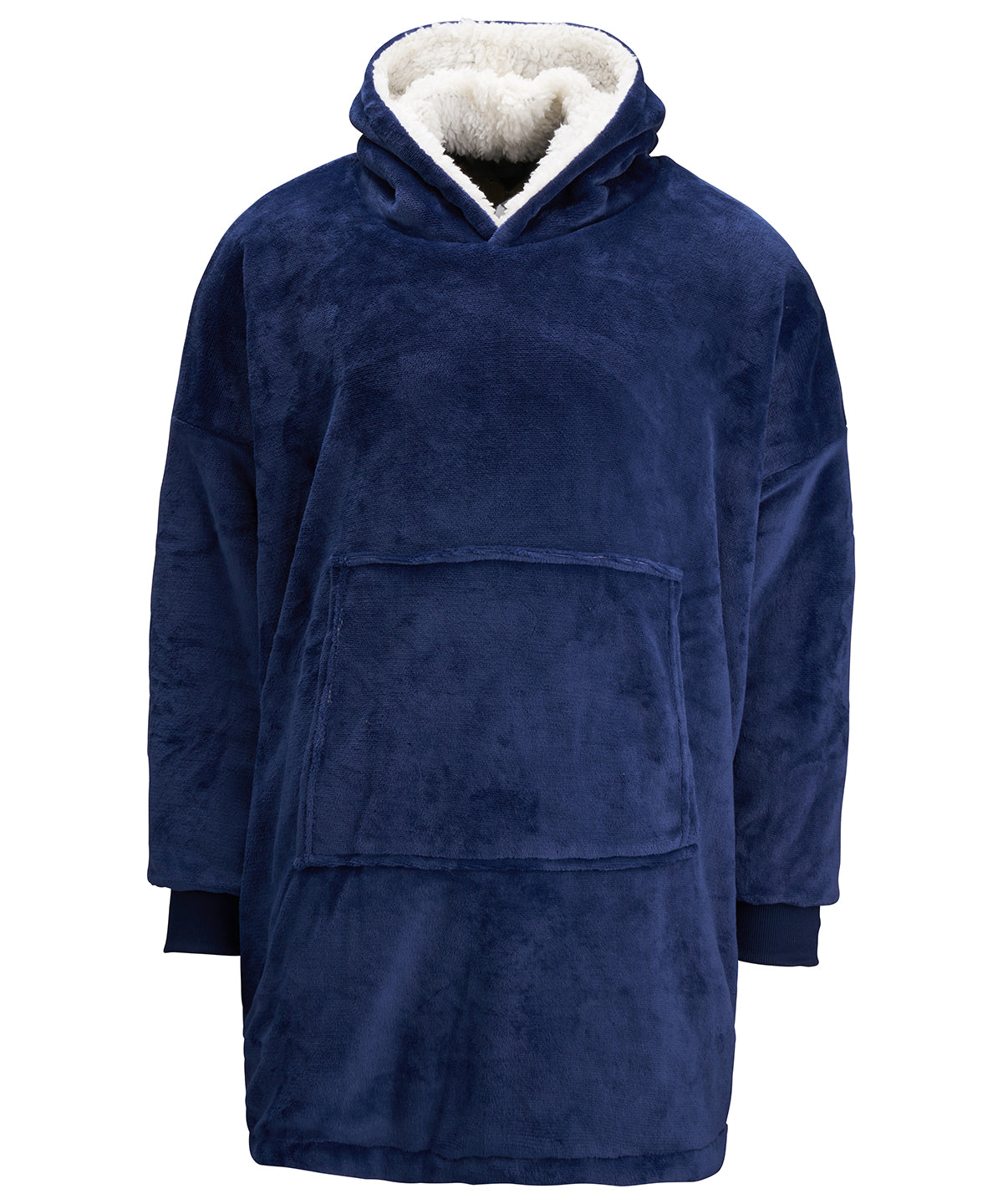 Tryck din logga på Hoodies från Ribbon - Anpassa The Ribbon överdimensionerad mysig vändbar sherpahuvtröja i färgen Marinblå One Size för företag, föreningar och privatpersoner