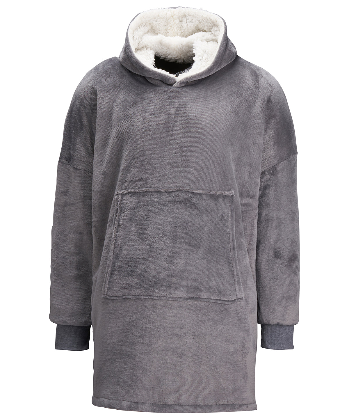 Tryck din logga på Hoodies från Ribbon - Anpassa The Ribbon överdimensionerad mysig vändbar sherpahuvtröja i färgen Mörkgrå One Size för företag, föreningar och privatpersoner