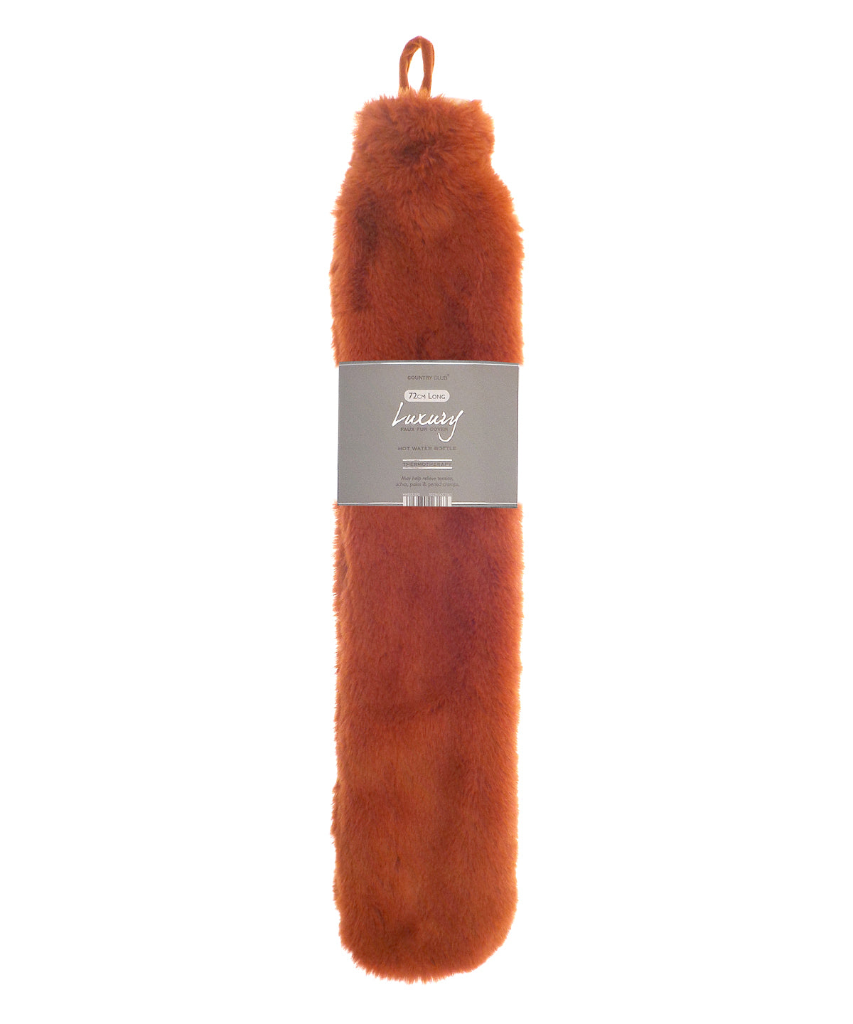 Tryck din logga på Varmvattenflaskor och överdrag från Ribbon - Anpassa Lång varmvattenflaska och överdrag i superlyxig fuskpäls i färgen Mörk orange One Size för företag, föreningar och privatpersoner