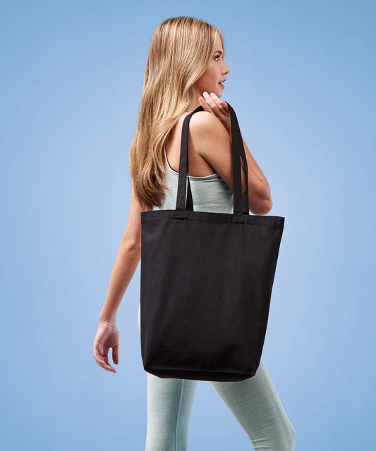 Tryck din logga på Väskor från Nutshell - Anpassa Flat Base Premium Recycled Canvas Shopper i färgen för företag, föreningar och privatpersoner