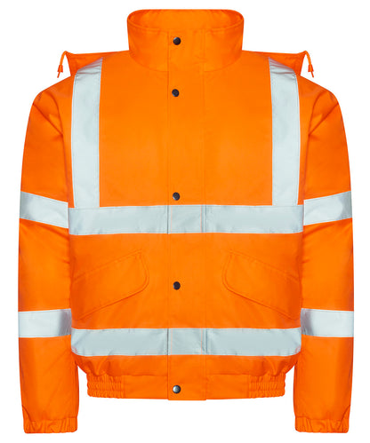Tryck din logga på Jackor från ProRTX High Visibility - Anpassa Bomberjacka med hög synlighet i färgen Neon orange för företag, föreningar och privatpersoner