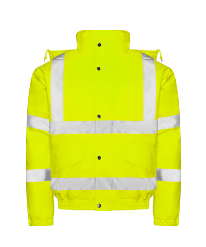 Tryck din logga på Jackor från ProRTX High Visibility - Anpassa Bomberjacka med hög synlighet i färgen Neon gul för företag, föreningar och privatpersoner