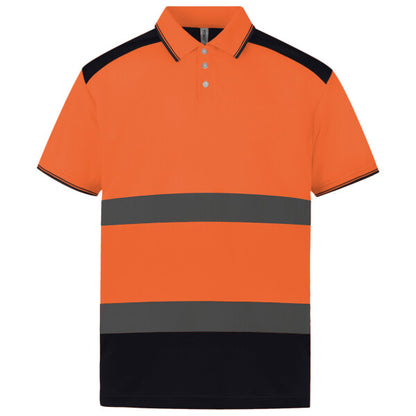 Tryck din logga på från Impala Print Shop - Anpassa YOKO Hi-vis two-tone polo shirt YK104 i färgen Apelsin för företag, föreningar och privatpersoner