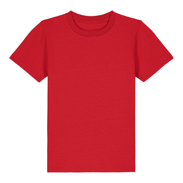 Tryck din logga på T-shirts design från Stanley/Stella - Anpassa Stanley/Stella Kids Mini Creator 2.0 – Ikonisk Barn-T-shirt i Ekologisk Bomull i färgen Cherry Red för företag, föreningar och privatpersoner