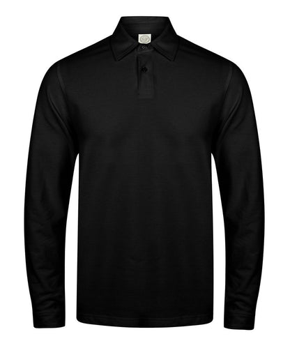 Tryck din logga på Piké från SF - Anpassa Long Sleeve Stretch Polo i färgen Svart för företag, föreningar och privatpersoner