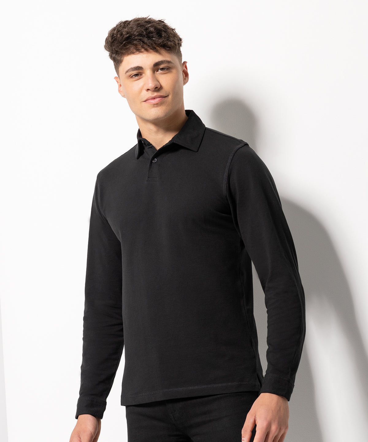 Tryck din logga på Piké från SF - Anpassa Long Sleeve Stretch Polo i färgen för företag, föreningar och privatpersoner