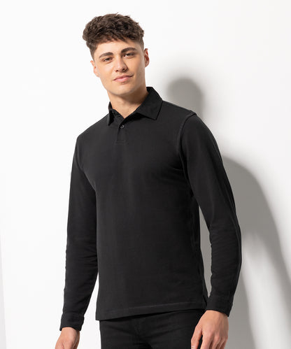 Tryck din logga på Piké från SF - Anpassa Long Sleeve Stretch Polo i färgen för företag, föreningar och privatpersoner