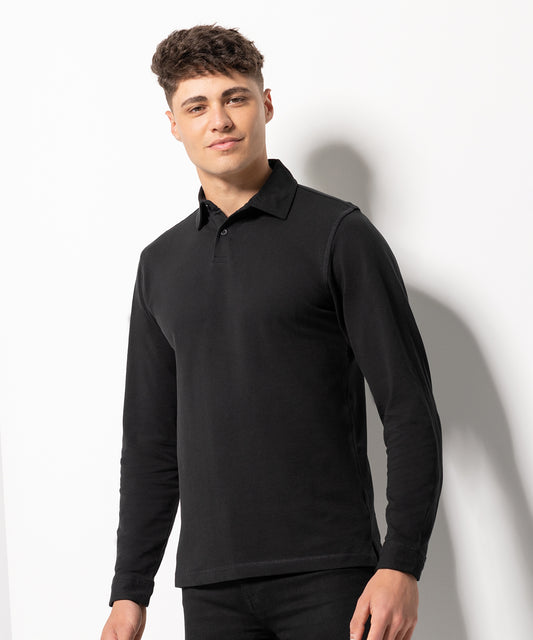 Tryck din logga på Piké från SF - Anpassa Long Sleeve Stretch Polo i färgen för företag, föreningar och privatpersoner