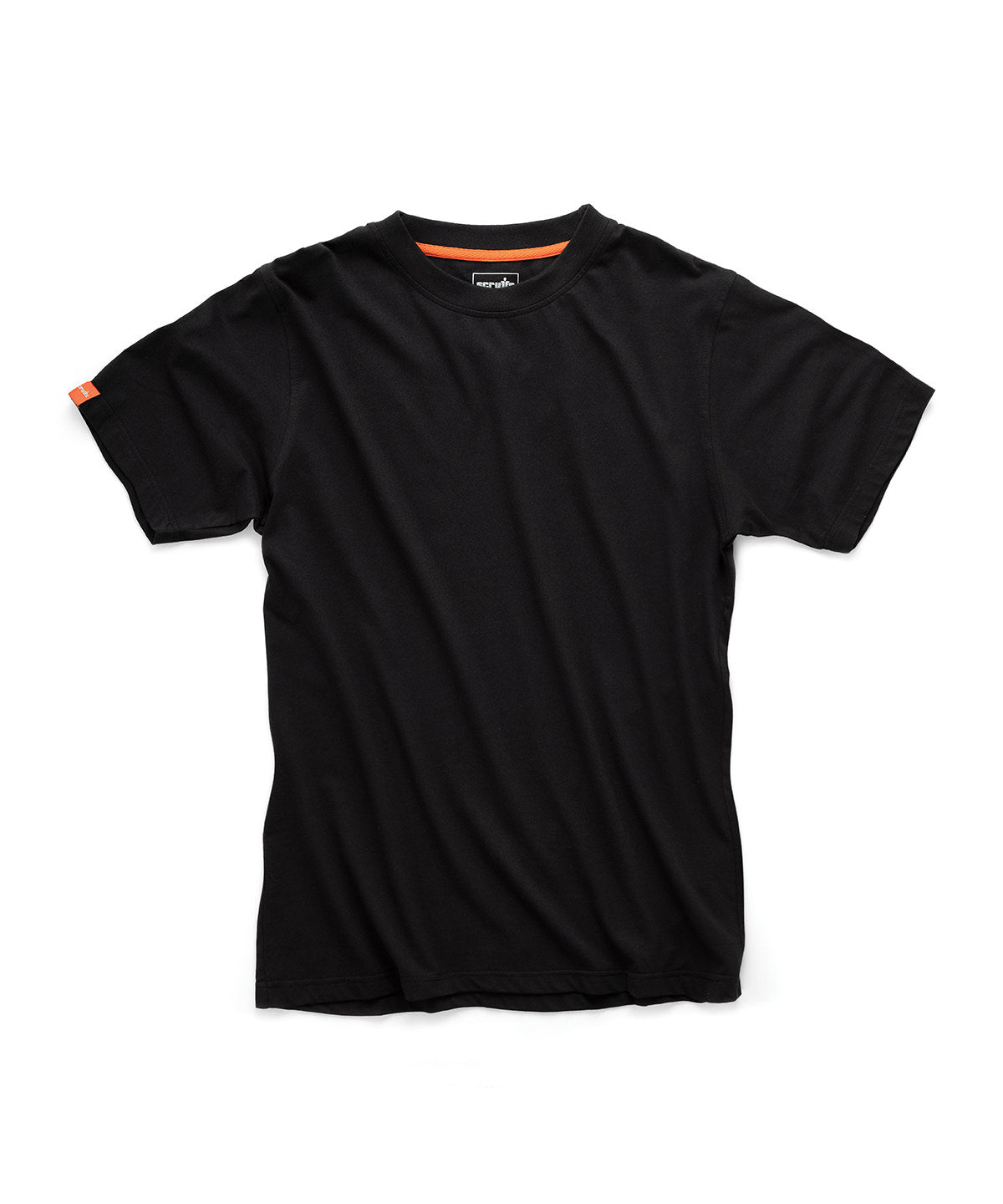 Tryck din logga på T-shirts från Scruffs - Anpassa Eco Worker T-shirt – Herr i färgen Svart för företag, föreningar och privatpersoner