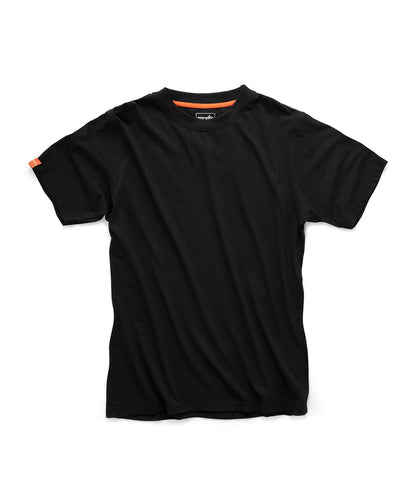 Tryck din logga på T-shirts från Scruffs - Anpassa Eco Worker T-shirt – Herr i färgen Svart för företag, föreningar och privatpersoner