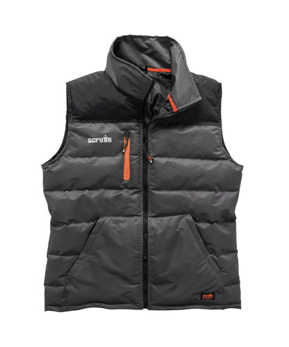 Tryck din logga på Termovästar från Scruffs - Anpassa Bodywarmer för arbetare i färgen Mörkgrå för företag, föreningar och privatpersoner