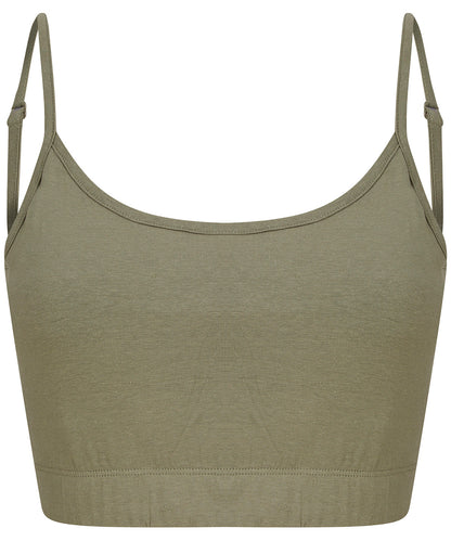 Tryck din logga på T-shirts från SF - Anpassa Croppad cami-topp i färgen Khaki för företag, föreningar och privatpersoner