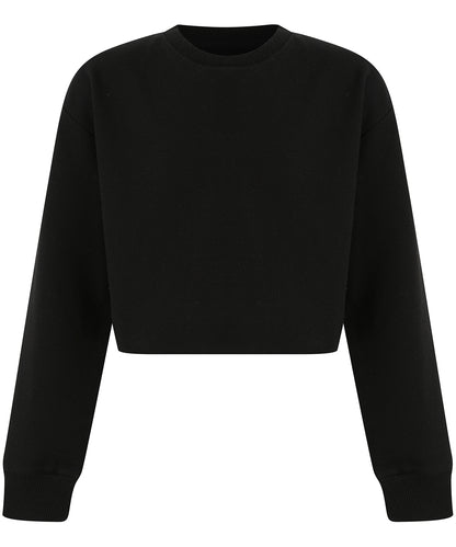 Tryck din logga på Sweatshirts från SF - Anpassa SF Barn - Croppad Slounge Sweat i färgen Svart för företag, föreningar och privatpersoner