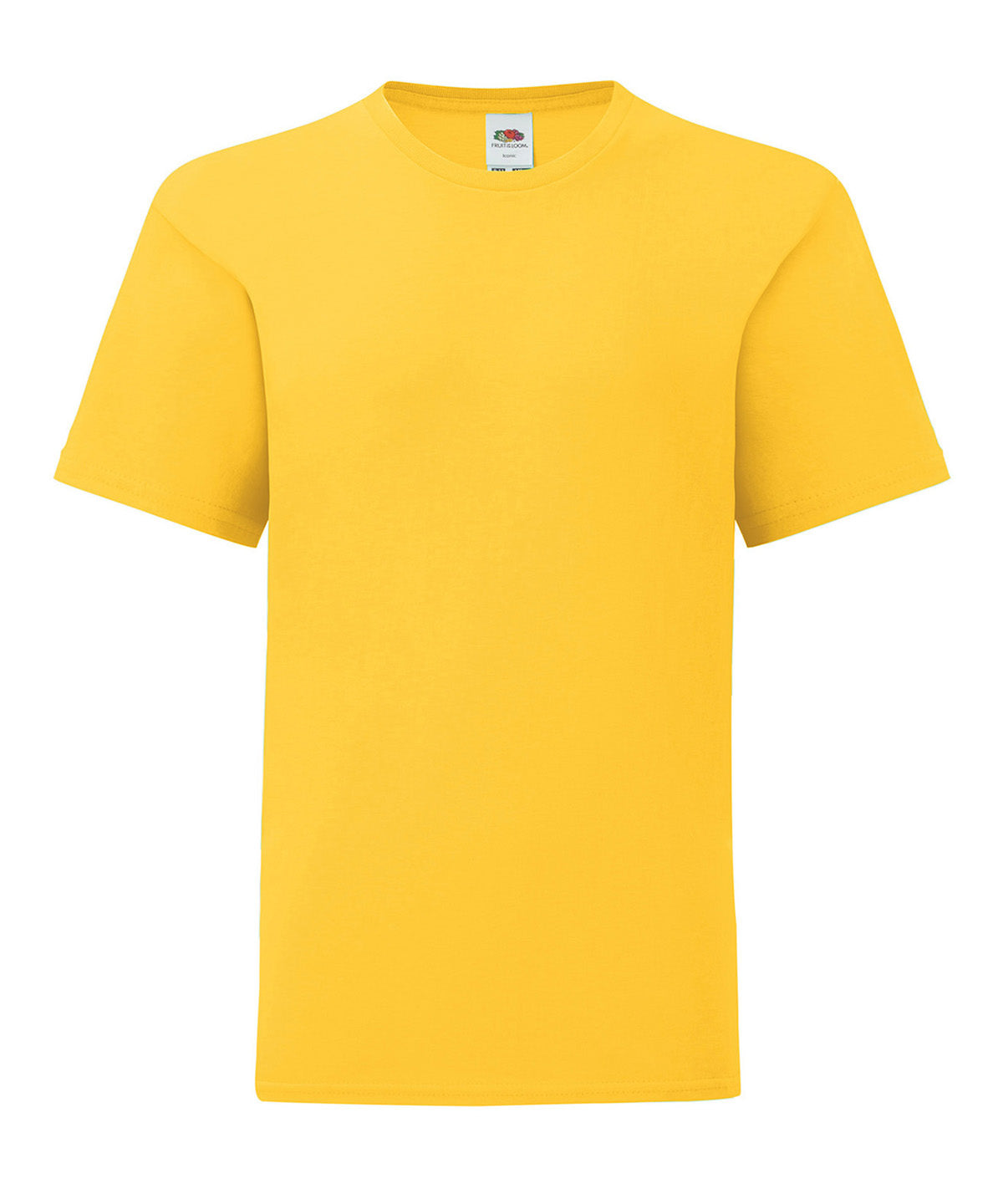 Tryck din logga på T-shirts från Fruit of the Loom - Anpassa Iconic 150 T-shirt - Barn i färgen Mellan gul för företag, föreningar och privatpersoner