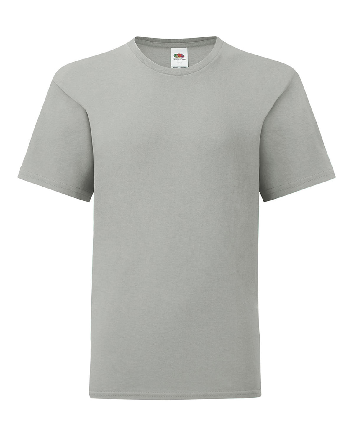 Tryck din logga på T-shirts från Fruit of the Loom - Anpassa Iconic 150 T-shirt - Barn i färgen Silver för företag, föreningar och privatpersoner