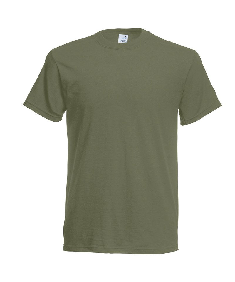 Tryck din logga på T-shirts från Fruit of the Loom - Anpassa Fruit of the Loom Original T i färgen Oliv för företag, föreningar och privatpersoner