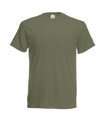 Tryck din logga på T-shirts från Fruit of the Loom - Anpassa Fruit of the Loom Original T i färgen Oliv för företag, föreningar och privatpersoner