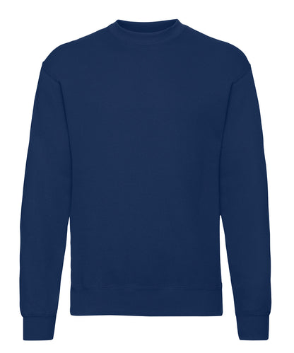 Tryck din logga på Sweatshirts från Fruit of the Loom - Anpassa Fruit Of The Loom - Klassisk 80/20-sweatshirt med set-in i färgen Marinblå för företag, föreningar och privatpersoner