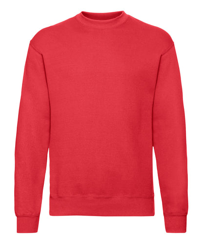 Tryck din logga på Sweatshirts från Fruit of the Loom - Anpassa Fruit Of The Loom - Klassisk 80/20-sweatshirt med set-in i färgen Mellan röd för företag, föreningar och privatpersoner