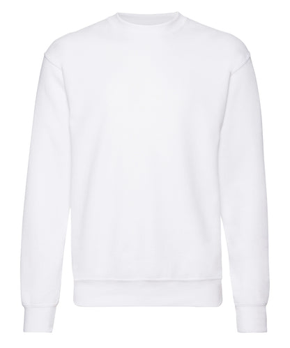 Tryck din logga på Sweatshirts från Fruit of the Loom - Anpassa Fruit Of The Loom - Klassisk 80/20-sweatshirt med set-in i färgen Vit för företag, föreningar och privatpersoner