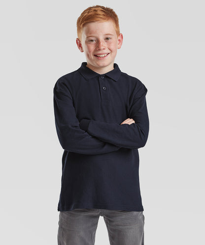 Tryck din logga på Piké från Fruit of the Loom - Anpassa Långärmad 65/35 Piké för barn i färgen för företag, föreningar och privatpersoner