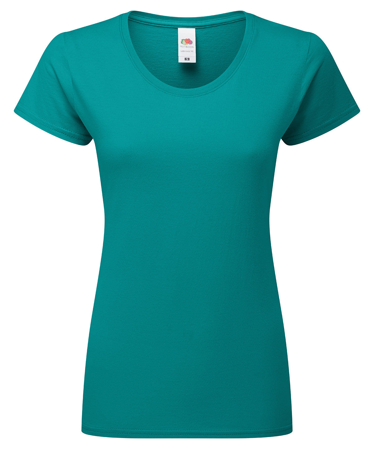Tryck din logga på T-shirts från Fruit of the Loom - Anpassa Iconic 195 Premium T-shirt – Dam i färgen Teal för företag, föreningar och privatpersoner