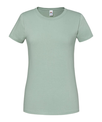 Tryck din logga på T-shirts från Fruit of the Loom - Anpassa Iconic 195 Premium T-shirt – Dam i färgen Ljusgrön för företag, föreningar och privatpersoner