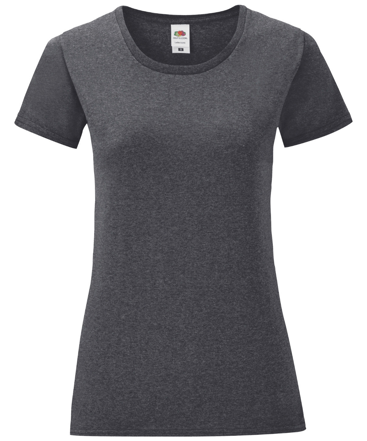 Tryck din logga på T-shirts från Fruit of the Loom - Anpassa Iconic T-shirt – Dam i färgen Mörkgrå för företag, föreningar och privatpersoner