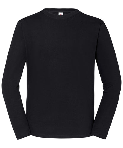 Tryck din logga på T-shirts från Fruit of the Loom - Anpassa Iconic 195 Premium Långärmad T-shirt – Unisex i färgen Svart för företag, föreningar och privatpersoner