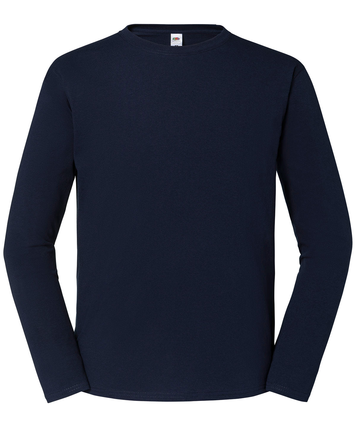 Tryck din logga på T-shirts från Fruit of the Loom - Anpassa Iconic 195 Premium Långärmad T-shirt – Unisex i färgen Marinblå för företag, föreningar och privatpersoner