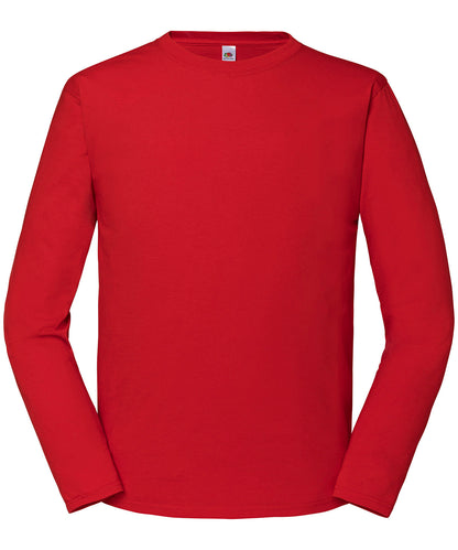 Tryck din logga på T-shirts från Fruit of the Loom - Anpassa Iconic 195 Premium Långärmad T-shirt – Unisex i färgen Mellan röd för företag, föreningar och privatpersoner