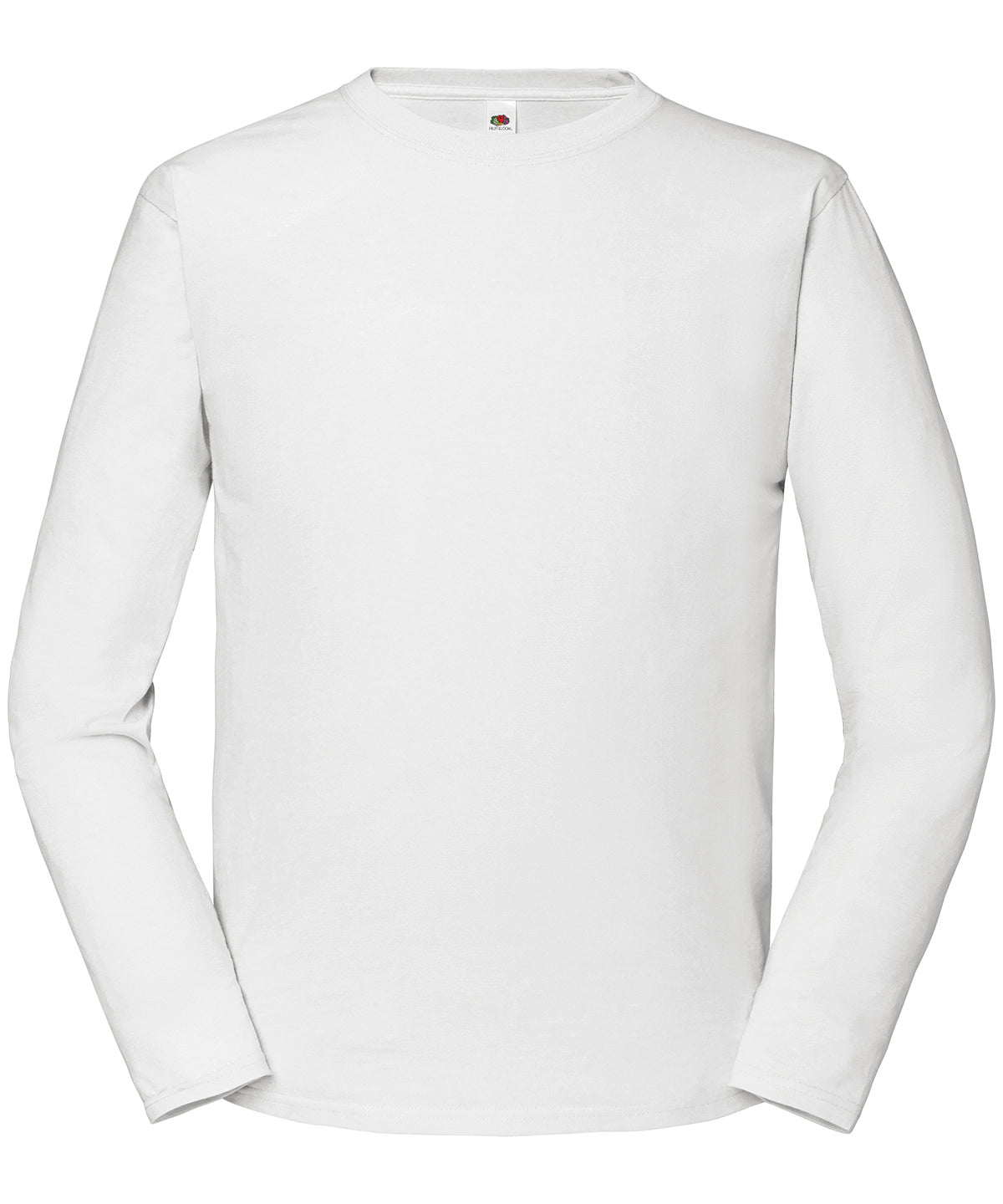 Tryck din logga på T-shirts från Fruit of the Loom - Anpassa Iconic 195 Premium Långärmad T-shirt – Unisex i färgen Vit för företag, föreningar och privatpersoner