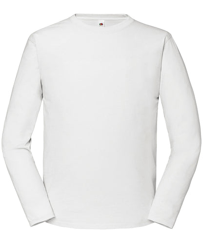 Tryck din logga på T-shirts från Fruit of the Loom - Anpassa Iconic 195 Premium Långärmad T-shirt – Unisex i färgen Vit för företag, föreningar och privatpersoner