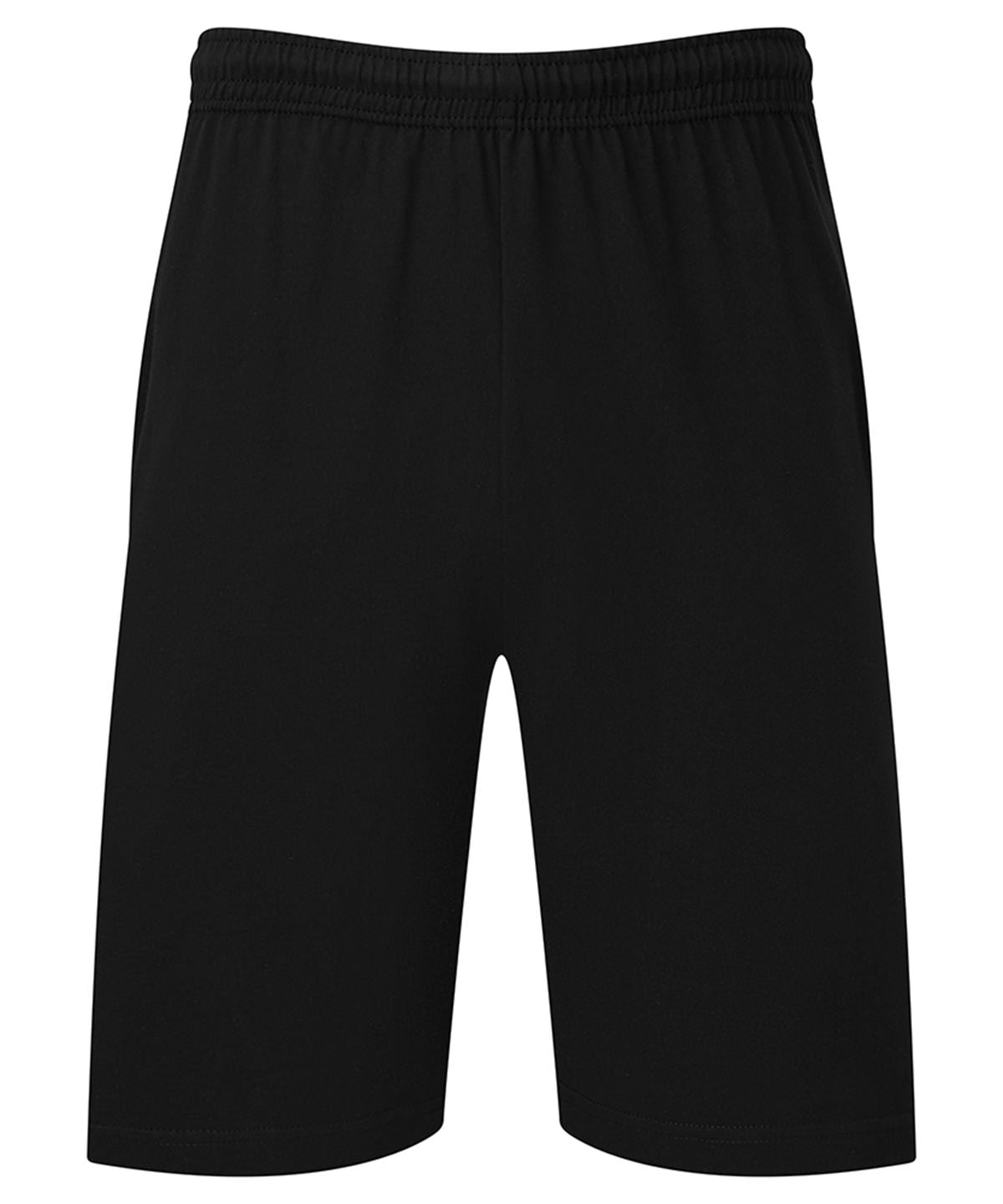 Tryck din logga på Shorts från Fruit of the Loom - Anpassa Iconic 195 Jersey shorts i färgen Svart för företag, föreningar och privatpersoner