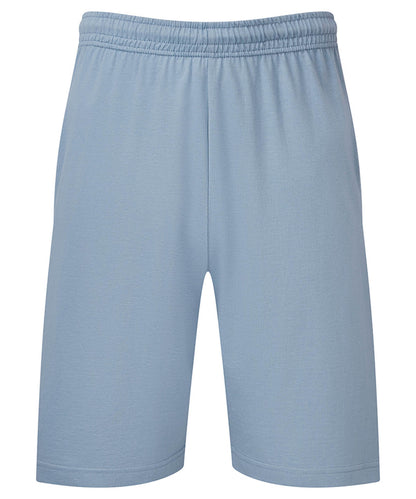 Tryck din logga på Shorts från Fruit of the Loom - Anpassa Iconic 195 Jersey shorts i färgen Ljusblå för företag, föreningar och privatpersoner