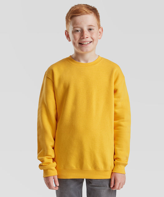 Tryck din logga på Sweatshirts från Fruit of the Loom - Anpassa Fruit Of The Loom - Premium-sweatshirt med set-in för barn i färgen för företag, föreningar och privatpersoner