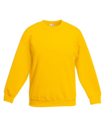 Tryck din logga på Sweatshirts från Fruit of the Loom - Anpassa Fruit Of The Loom - Premium-sweatshirt med set-in för barn i färgen Mellan gul för företag, föreningar och privatpersoner