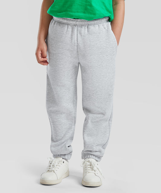 Tryck din logga på Mjukisbyxor från Fruit of the Loom - Anpassa Premium joggingbyxor med resår i ärmslut för barn i färgen för företag, föreningar och privatpersoner