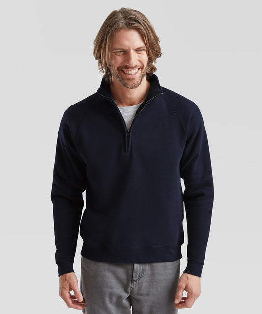 Tryck din logga på Sweatshirts från Fruit of the Loom - Anpassa Fruit Of The Loom - Premium 70/30 sweatshirt med halsringning och dragkedja i färgen för företag, föreningar och privatpersoner