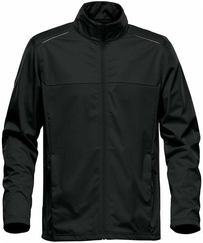 Tryck din logga på Softshelljackor från Stormtech - Anpassa Greenwich lättvikts softshell i färgen Svart för företag, föreningar och privatpersoner