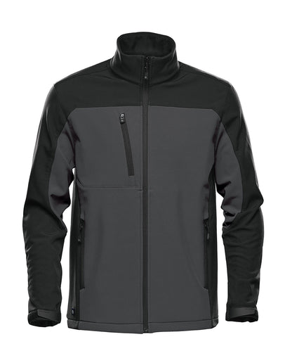 Tryck din logga på Softshelljackor från Stormtech - Anpassa Cascades softshell i färgen Mörkgrå för företag, föreningar och privatpersoner