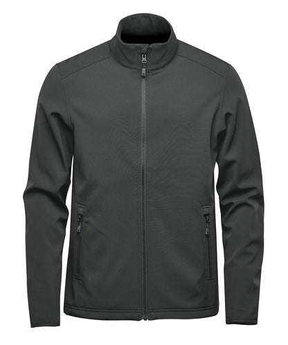 Tryck din logga på Softshelljackor från Stormtech - Anpassa Narvik softshell i färgen Mörkgrå för företag, föreningar och privatpersoner