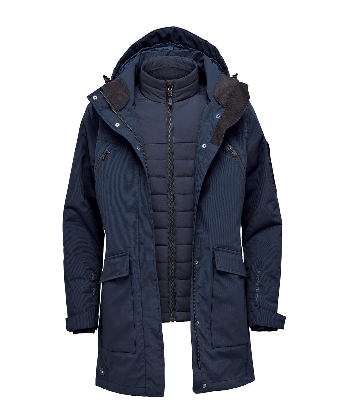 Tryck din logga på Jackor från Stormtech - Anpassa Fairbanks 5-in-1 parkas i färgen Marinblå för företag, föreningar och privatpersoner