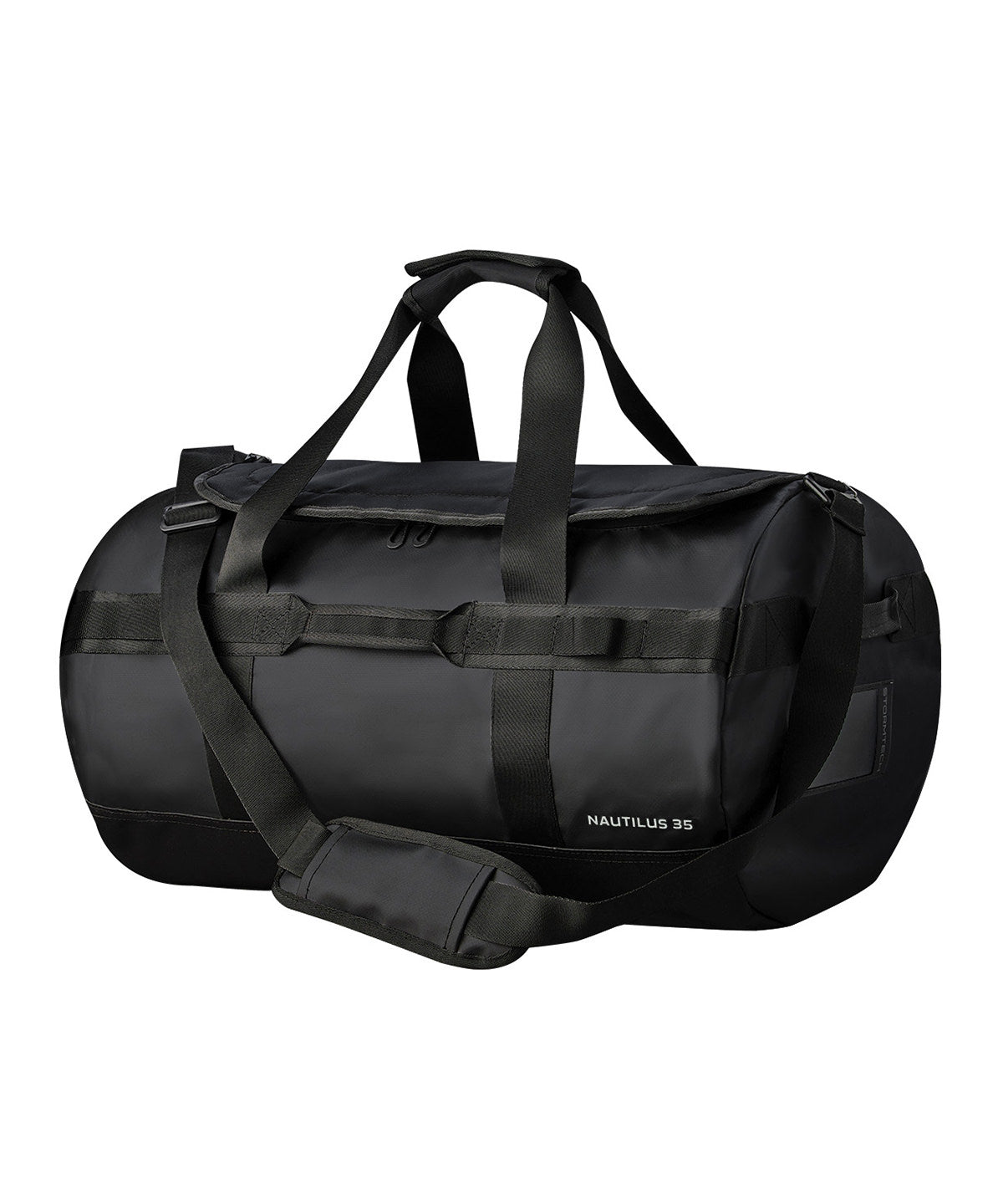 Tryck din logga på Väskor från Stormtech - Anpassa Nautilus vattentät 35 liters duffel i färgen Svart One Size för företag, föreningar och privatpersoner