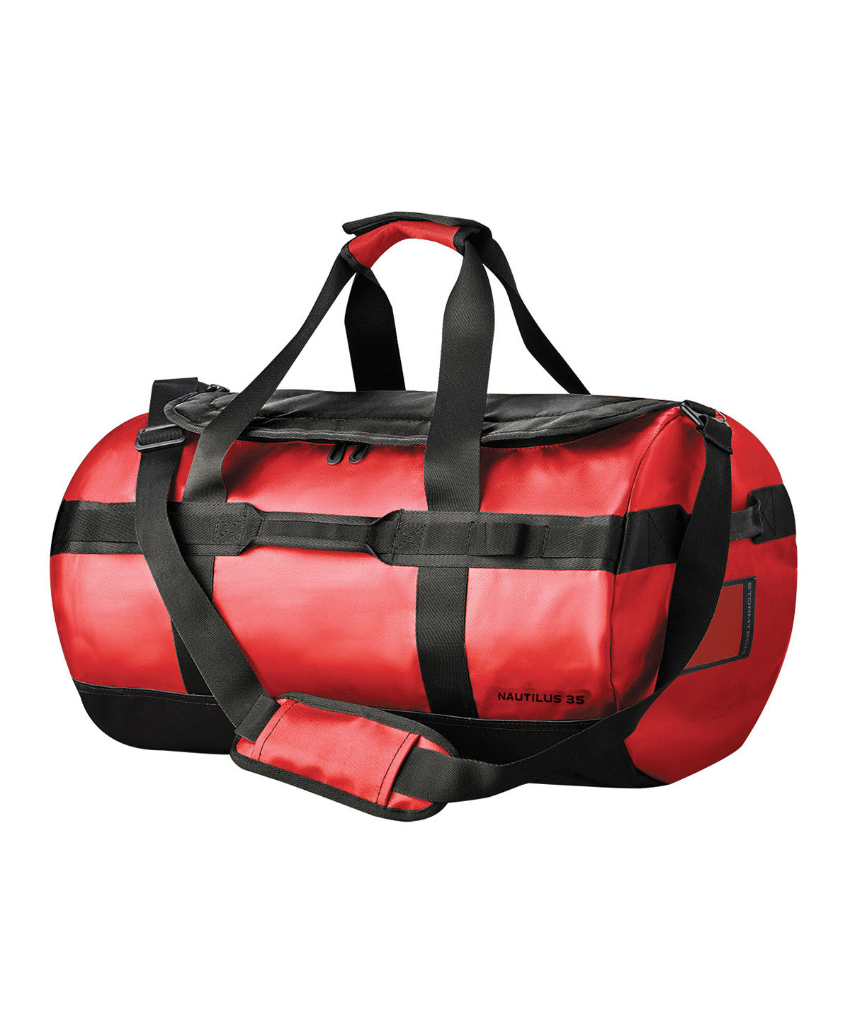 Tryck din logga på Väskor från Stormtech - Anpassa Nautilus vattentät 35 liters duffel i färgen Mellan röd One Size för företag, föreningar och privatpersoner