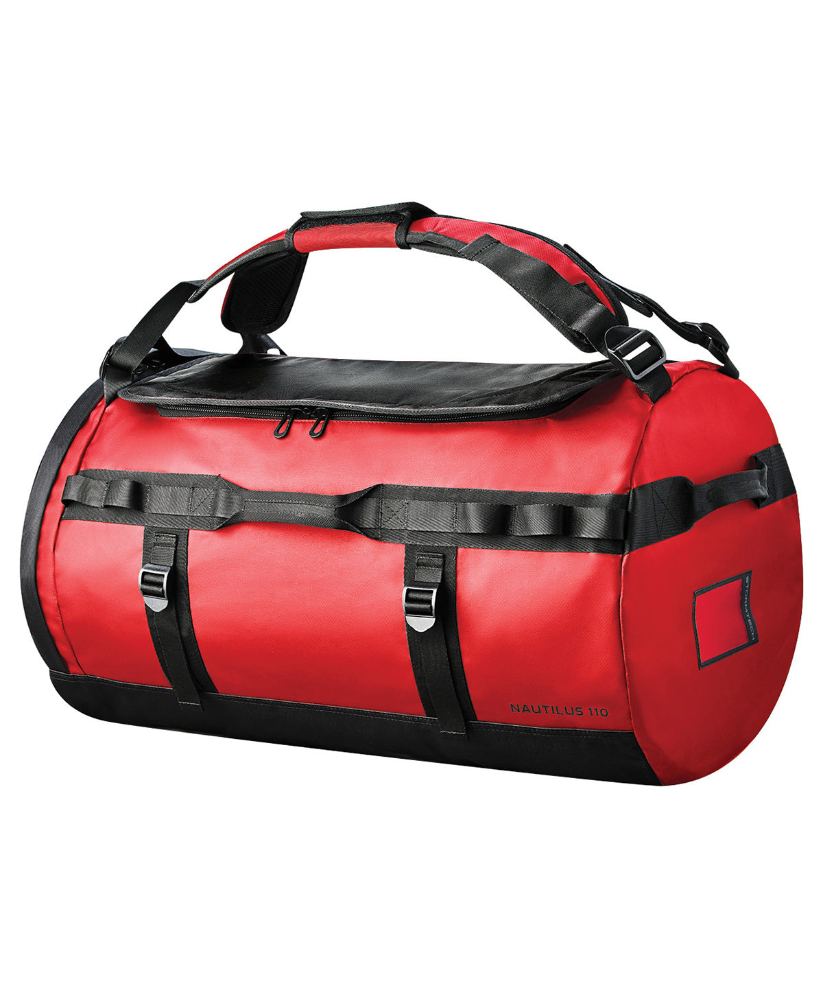 Tryck din logga på Väskor från Stormtech - Anpassa Nautilus vattentät 110 liters duffel i färgen Mellan röd One Size för företag, föreningar och privatpersoner