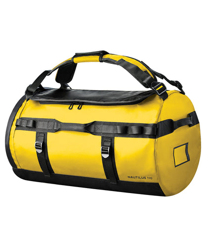 Tryck din logga på Väskor från Stormtech - Anpassa Nautilus vattentät 110 liters duffel i färgen Mellan gul One Size för företag, föreningar och privatpersoner