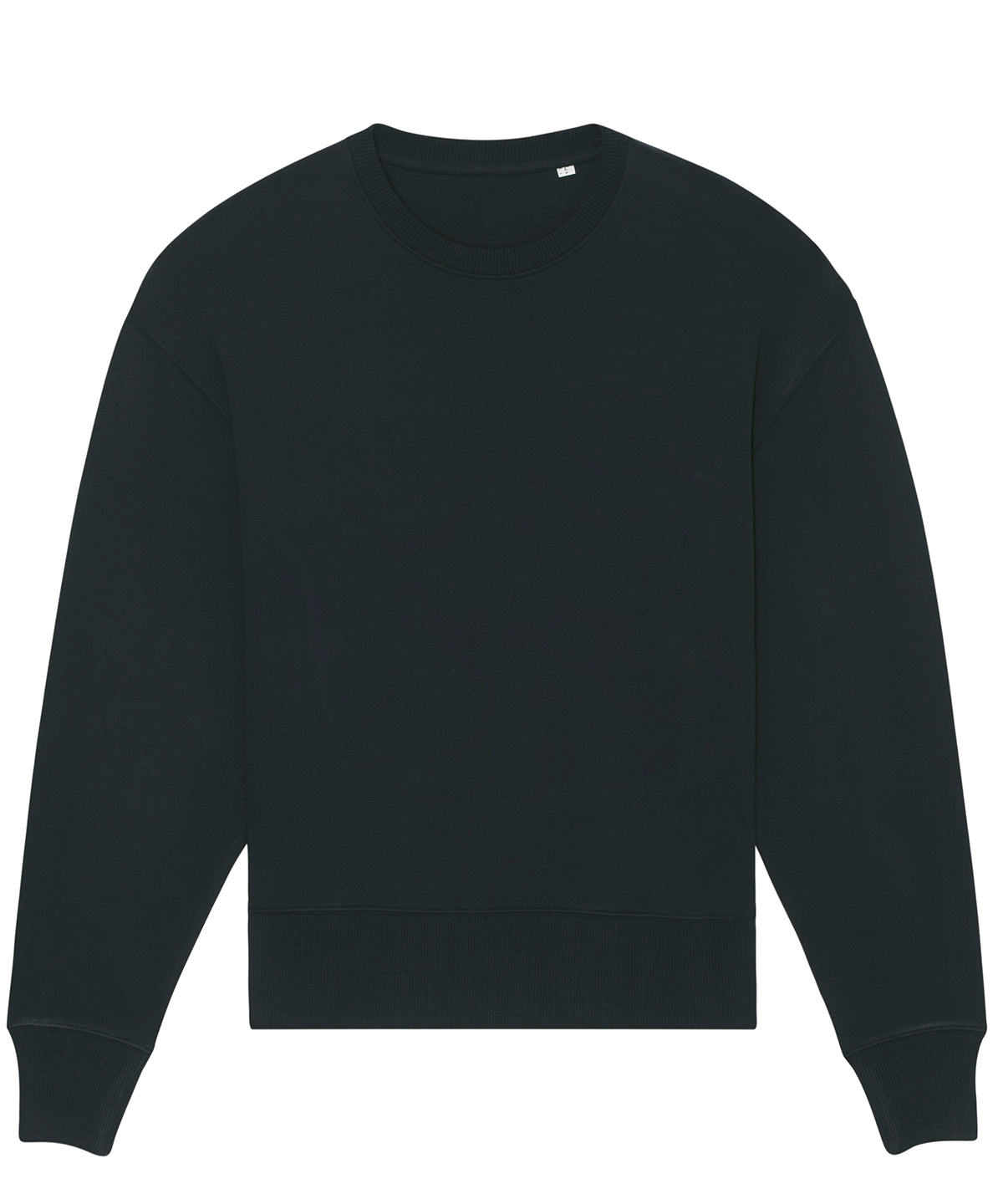 Tryck din logga på Sweatshirts från Stanley/Stella - Anpassa Stanley Stella - Radder Överdimensionerad Borstad Crewneck i färgen Svart för företag, föreningar och privatpersoner