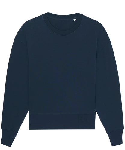 Tryck din logga på Sweatshirts från Stanley/Stella - Anpassa Stanley Stella - Radder Överdimensionerad Borstad Crewneck i färgen Marinblå för företag, föreningar och privatpersoner