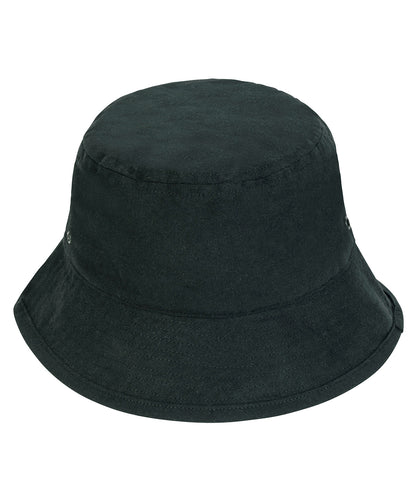 Tryck din logga på Hattar från Stanley/Stella - Anpassa Bucket-hatt med metallöglor i färgen Svart för företag, föreningar och privatpersoner